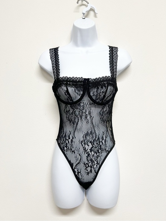 Commense Other - Commense Womens Black Lace Underwire Semi Sheer Lace Bustier Bodysuit Size XS